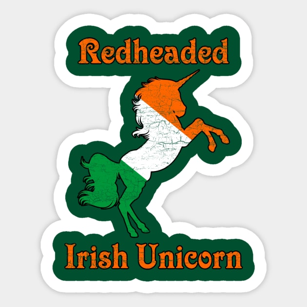 Redheaded Irish Unicorn Sticker by guitar75